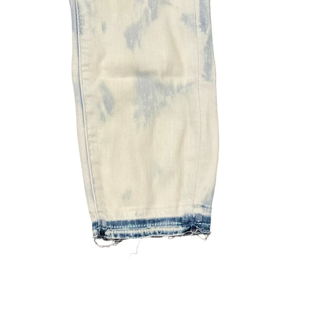 Article Of Society Straight Leg Jeans Frayed Hem Tie Dye Bleached Denim 26 Women